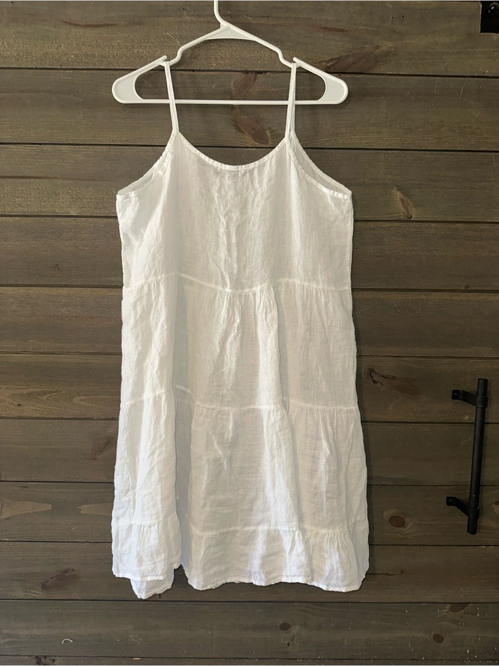 VALENTINA NALDI White Linen Spaghetti-Strap Tiered Dress - Picture 2 of 4